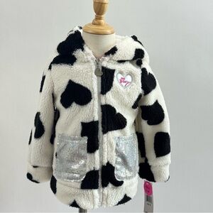Betsey Johnson Toddler Girls Full-Zip Faux Fur Jacket, Off-White, Size 2T NWT